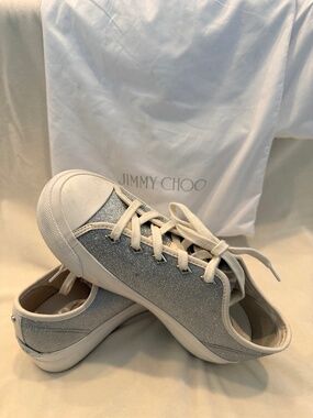 Jimmy Choo Glitter Silver Sneakers